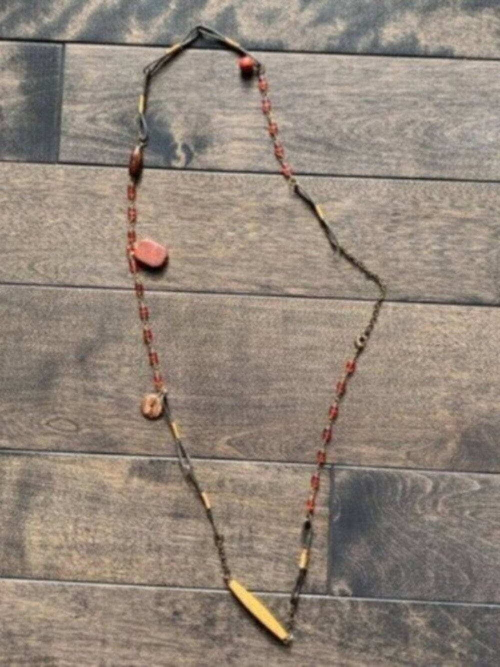 Banana Republic Wooden Bead Leather Necklace